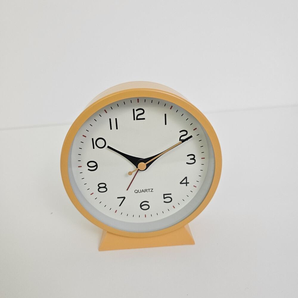 Vintage Mid Century Modern Style Analog Desk Clock Battery Powered Glowing Face